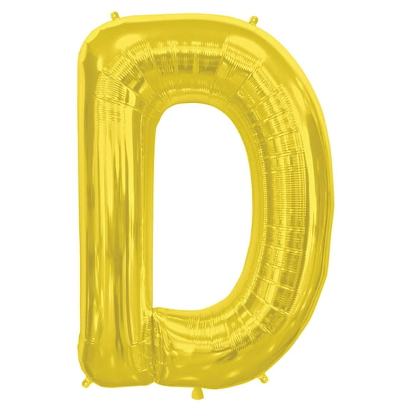 Northstar Alphabet Letter D Shape Solid Jumbo Helium 34" Foil Balloon, Gold
