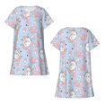 thumbnail image 5 of Salouo Summer Cute Unicorns Print Short Sleeve Sleepshirt for Womens Comfy Nightgown Scoopneck Cute Nightdress Ruffle -3X-Large, 5 of 7