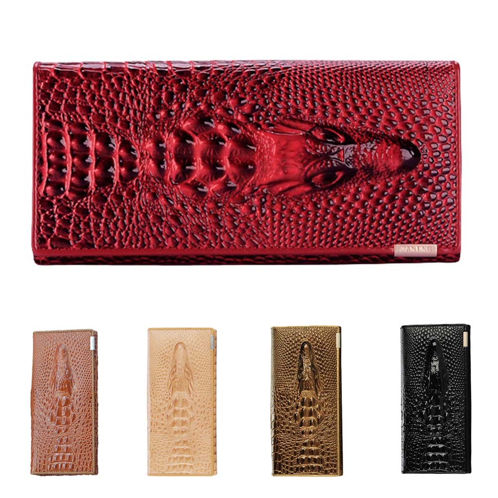 SPRING PARK Lady Crocodile Long Wallet for Men Women Genuine Leather Purse Card Holder Clutch Bag - image 1 of 6