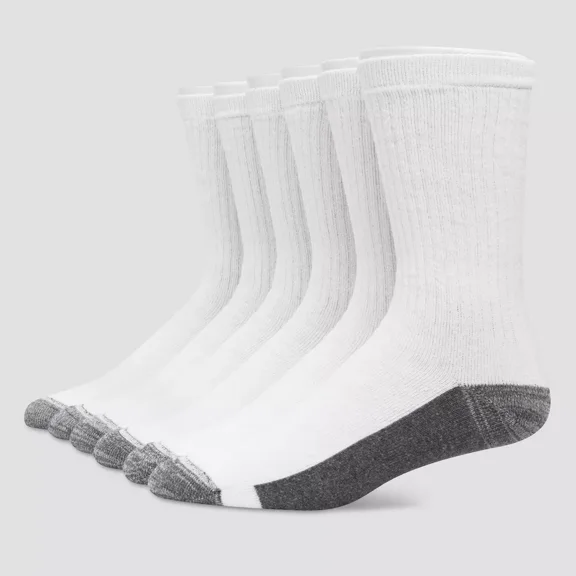 Hanes Premium Men's X-Temp Ultra Cushion Crew Socks - 6 Pack  - Size: 6-12