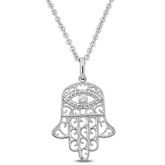 Everly Women's Sterling Silver Hamsa Charm Pendant with Chain