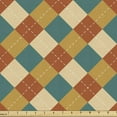 thumbnail image 1 of Abstract Fabric by the Yard Upholstery, Pastel Earth Tones Square Shapes Classic Tartan Style Dashed Lines Modern, Decorative Fabric for DIY and Home Accents, Teal Amber and Rust by Ambesonne, 1 of 5