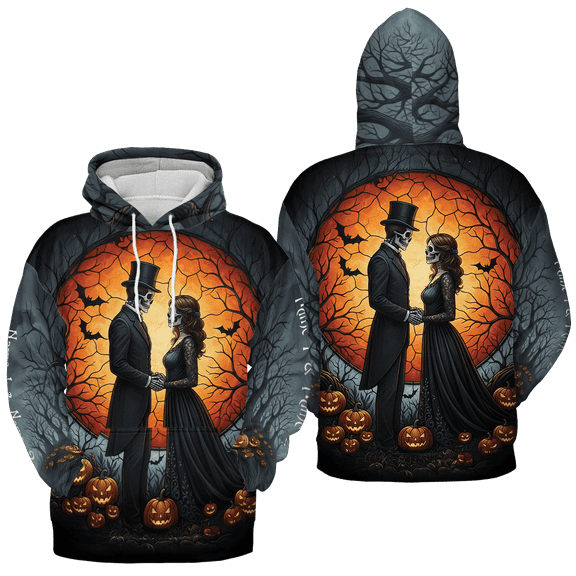 Lotusprinthandmade Personalized Skull Skeleton Couple Valentine Hoodie 3D (Lightweight) S-5XL Multicolor (S) – Love Skull Hoodie