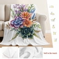thumbnail image 5 of Spring Floral Succulents Blanket Soft Cozy Warm Throw Blanket for Couch, Plush Fuzzy Flannel Fleece Blankets for Sofa, Botanical Flowers Watercolor Bed Blankets Lightweight Gifts for Women, 30"x40", 5 of 9