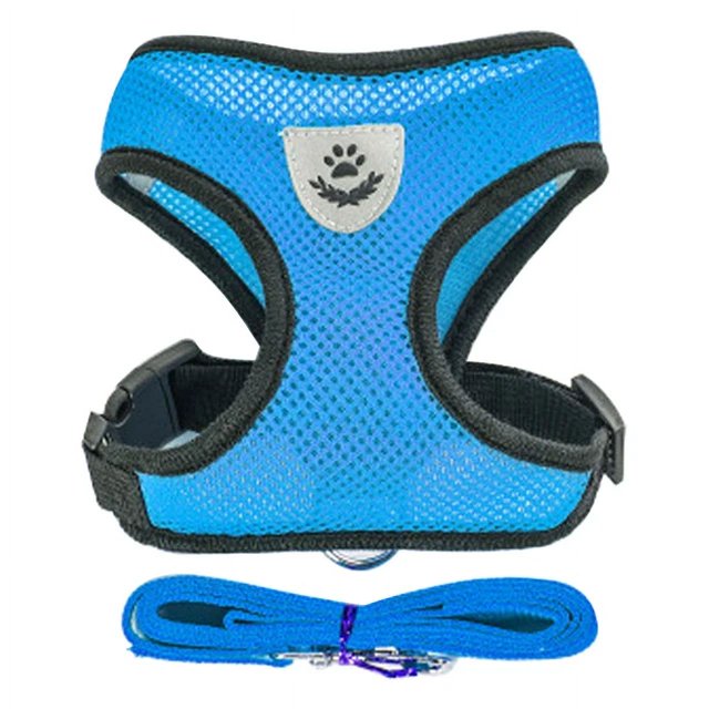 Arnés de malla ajustable de poliéster para gatos, chaleco para caminar, correa de plomo para cachorros, Collar para perros pequeños y medianos, accesorios para mascotas