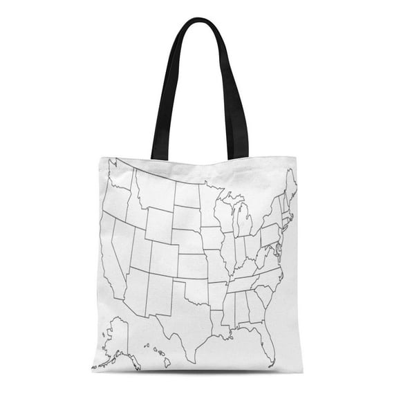 HATIART Canvas Tote Bag Blue Usa United States of America Map in North Durable Reusable Shopping Shoulder Grocery Bag