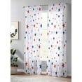 thumbnail image 4 of Sheer Curtains 96 Inches Long, Independence Five-pointed Star Shining Light Filtering Window Curtains for Living Room, White American Flag Day Rod Pocket Voile Sheer Panels, 52"Wx96"L, 2 Panels, 4 of 8