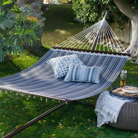 Duracord Quick Dry Hammock - Coral Coast 13 ft. Quick Dry Stone Gray Stripe Hammock