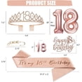 thumbnail image 6 of Rose Gold 18th Birthday Decoration Kit, Including Birthday Sash, Crown, Happy Birthday Letters Balloons, Cake Topper and Candles, 6 of 7