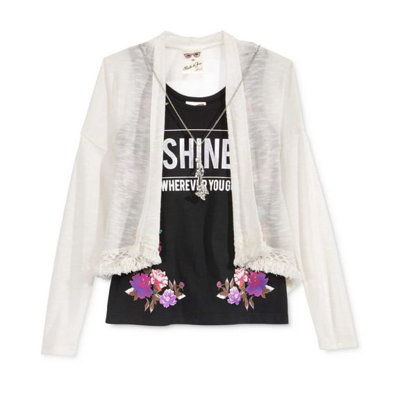 Belle Du Jour Cardigan Tank Top, Big Girls (White, L)