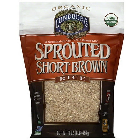 Lundberg Family Farms Sprouted Short Brown Rice, 16 oz, (Pack of
