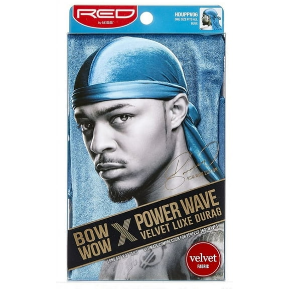 Kiss Red Power Wave Velvet Luxe Durag, Blue 1 Each
