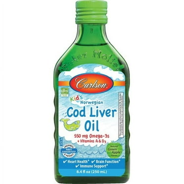 Carlson Kid's Norwegian Cod Liver Oil - Green Apple 550 mg 8.4 fl oz Liq