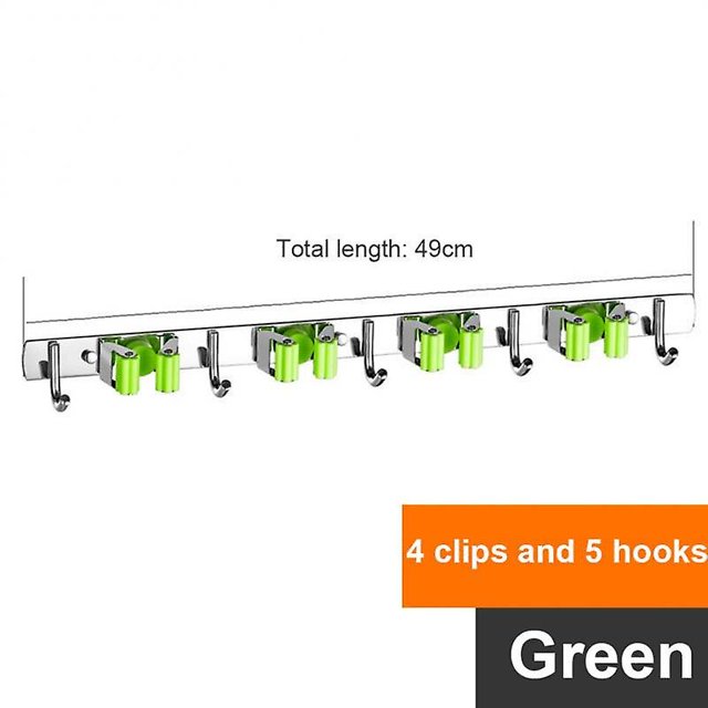 Punch-free Kitchen Tool Seamless Wall Mounted Mop Clip Stainless Steel Mops Rack