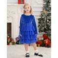 thumbnail image 2 of IDOPIP Toddler Baby Girls Christmas Velvet Dress Long Sleeve Ruffle Tulle Princess Dress, 2 of 9