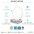 thumbnail image 2 of Luxrite 6 Inch Ultra Thin LED Recessed Light with J-Box, 15W, 5 Color Selectable, 1400 Lumens, Dimmable, Wet Rated 8-Pack, 2 of 8