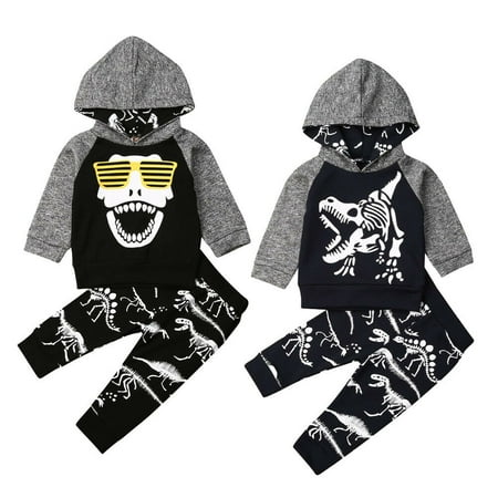 

Toddler Baby Boys Hooded Dinosaur Outfits Long Sleeve Top Pants Clothes Set