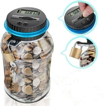 Digital Coin Counting Jar, Qiopertar Under $5 Clear Digital Bank Coin Savings Counter LCD Counting Money Jar Change Gift