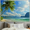 thumbnail image 2 of Creowell  Ocean Beach Tapestry Tropical Seaside Island Palm Tree Waves Wall Tapestry Summer Hawaii Paradise Landscape Wall Hanging Hippie Bohemian Wall Art for Living Room Decor 40x30inch, 2 of 6