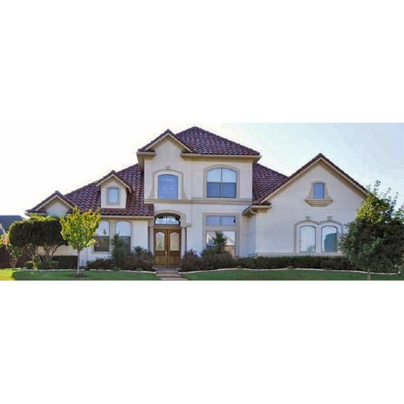 015-1022: Mediterranean Luxury 4 Bed, 5 Bath Luxury Home Plan, 3761 Sq Ft: Full Blueprints with License to Build by Home Plan Marketplace - Lesuto