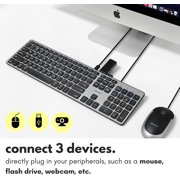 Macally Premium Wired USB C Keyboard with USB Ports (2X USB-A |1x USB-C Ports) - Wired Keyboard- Full Size Type C Connection