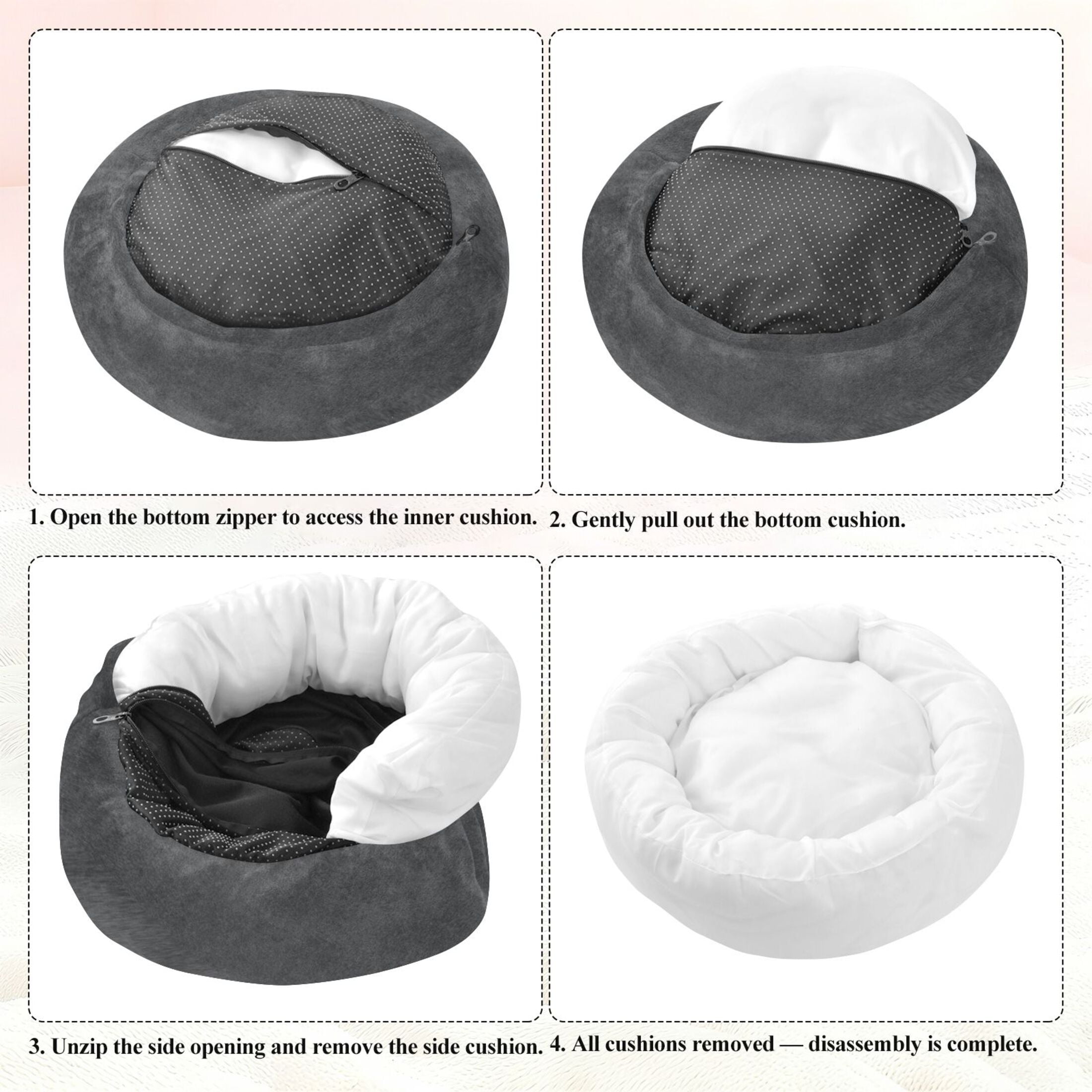 Iauyy Pet Couch Donut Cat Bed for Indoor Cats/Small Dogs Washable & Machine with Non-slip Bottom Calming Cat Furniture, There Are No Highlights (M)