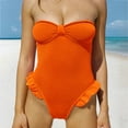 thumbnail image 5 of New & Trending NMMUED One Piece Swimsuit Women, Strapless Swimsuits for Women, Ruffle Swimsuits for Women, Tummy Control Swimsuits for Women, Full Coverage Swimsuits for Women, Orange M, 5 of 7