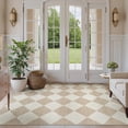 thumbnail image 3 of Lahome Decor 5'x7' Modern Washable Area Rugs for Living Room, 5x7ft Non-Slip Rugs for Bedroom, Farmhouse Checkered Rug, Moroccan Neutral Soft Low Pile Carpet for Office Dining Room Playroom,Beige, 3 of 9