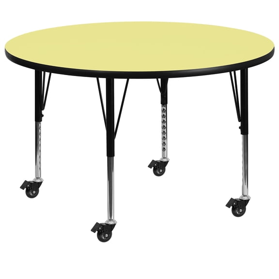Bowery Hill 26" x 42" Round Mobile Activity Table in Yellow