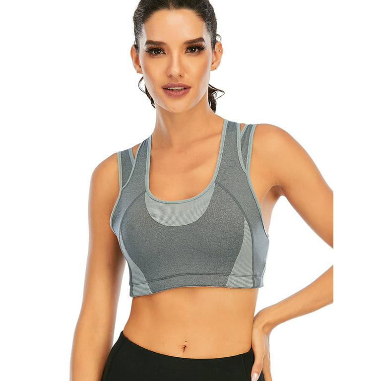 Sports Bras for Women High Impact Support Wirefree Molded Cups Workout Mesh  Racerback Yoga Sports Bra