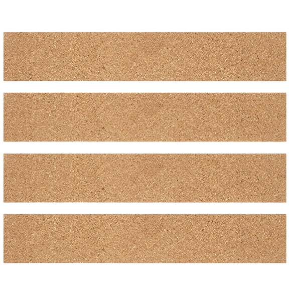 QIFULL 4Pcs Light Brown Cork Board ps for Office Frameless Memo Bulletin Bars with Adhesive Backing
