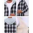 thumbnail image 7 of DARING DIVA Men's Fleece Lining Drawstring Hooded Plaid Shirt Jacket M Black White, 7 of 7