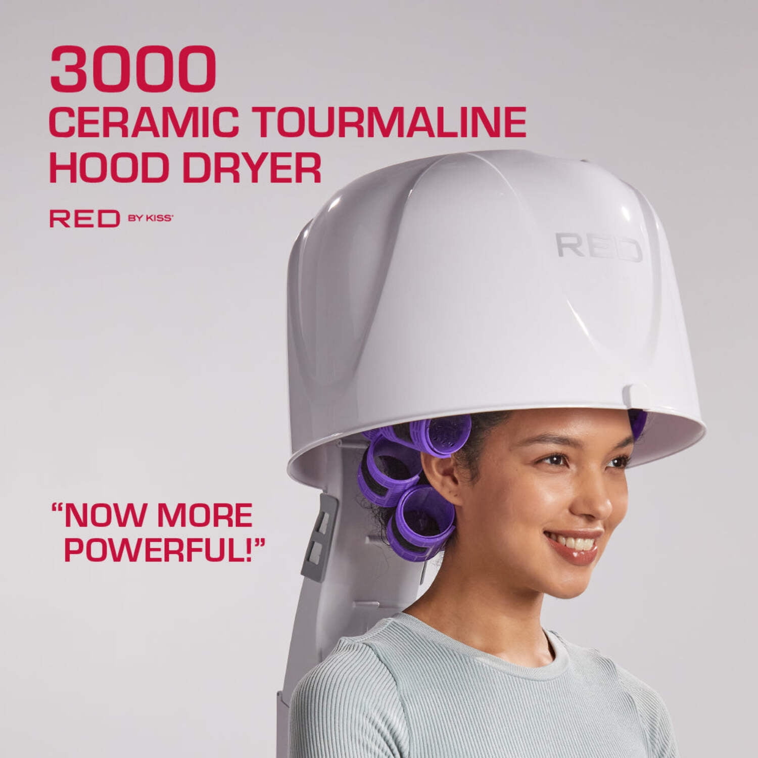 Red by Kiss 3000 Ceramic Tourmaline Professional Hood Dryer, 4 Heat Settings Blow Dryer for Home & Salon, Height Adjustable Convenient Big Hood Size Extra Coverage (1875 Wattage)