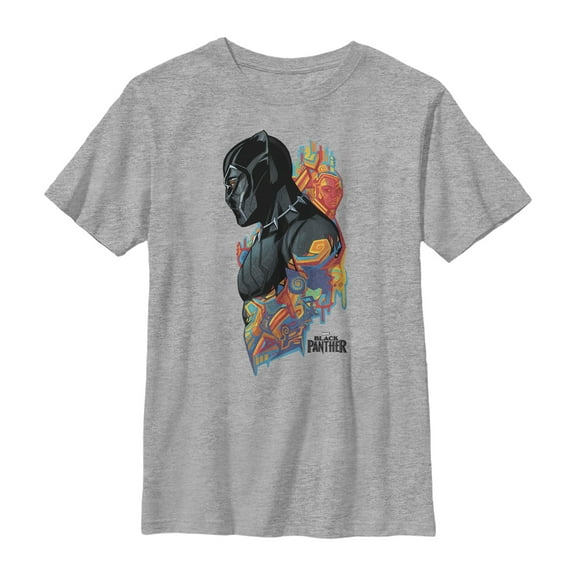 Boy's Marvel Black Panther 2018 Artistic Pattern Graphic Tee Athletic Heather Large