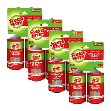 Scotch-Brite Lint Roller, 8 Count Value Pack, 60 Sheets per Roller