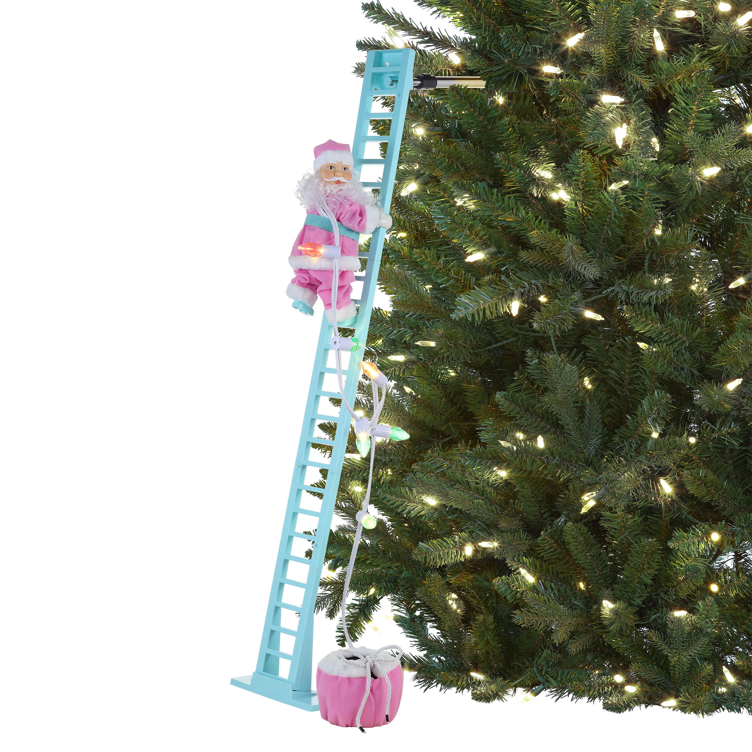 Mr. Christmas 40" Plastic Animated Super Climbing Santa, Pink, One Size