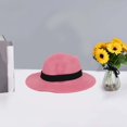 thumbnail image 3 of Dujiujun Band Decor Folding Thin Straw Hat Unisex Big Brim Sunscreen Jazz Hat Fashion Accessories, 3 of 8