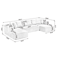 thumbnail image 7 of Modern U-shaped Corduroy Upholstered Sectional Sofa with 2 Chaise, 1 Double Seat Sofa and 8 Throw Pillow for Living Room, Bedroom, Office, White, 7 of 7