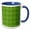 Blue/White, variant on 3drose, Pretty Green Fan Circles with Deep Blue and White Centers Kaleidoscope Pattern, 11oz Two-tone Yellow Mug