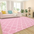 thumbnail image 5 of Junovo 6'x9'Modern Geometric Area Rug for Bedroom and Living Room, Fluffy Indoor Carpet for Family Room Decor,Pink, 5 of 7
