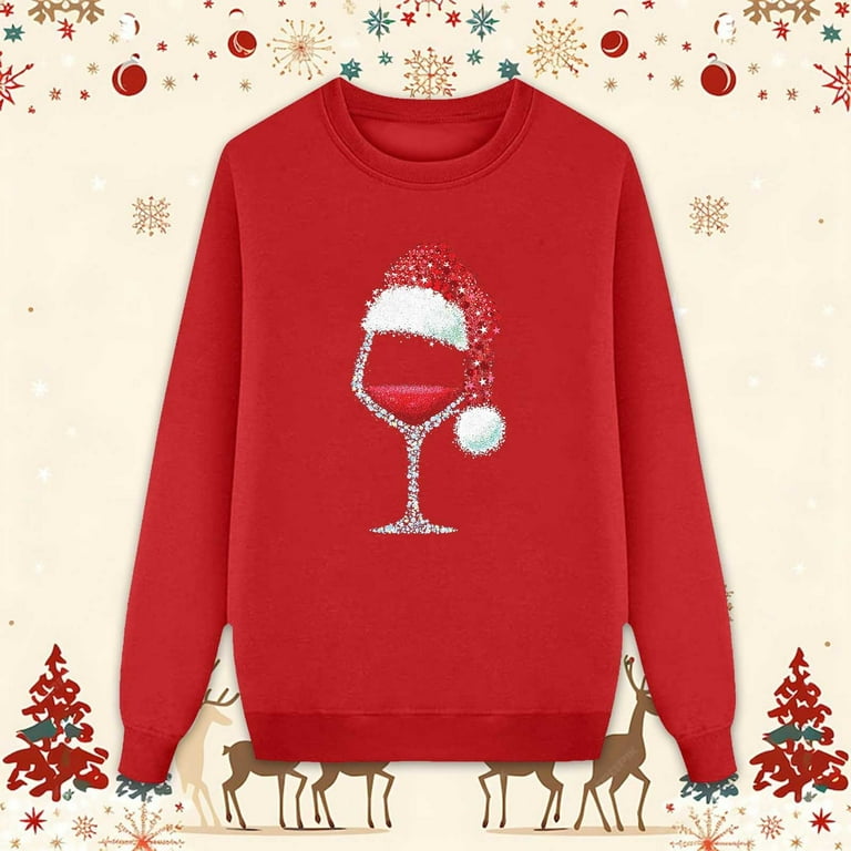 Matching Family Christmas Sweater Fashion Long Sleeved O-Neck Wine