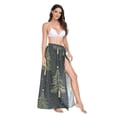 thumbnail image 2 of FORMRS Womens Long Sarong Beach Wrap Semi-Sheer Bikini Skirt Bathing Swimsuit Cover Up, Hand Drawn Christmas Trees, 2 of 7