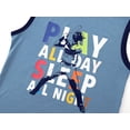 thumbnail image 3 of Beezizac Boys Summer Pajama Set, 3-Piece Fun Baseball PJs‌ - Short Sleeves, Tank Top & Shorts Soft Blue Sleepwear Size 12, 3 of 7