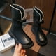 thumbnail image 5 of Zapatos para niñas,Botas de niñas,Invierno cremallera botas de equitación mariposa lana cuero falso tamaño 2 grandes niñas, 5 of 6