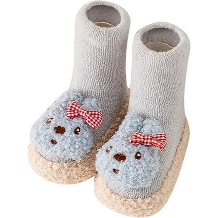 

QWZNDZGR Casual Silicone Lightweight Non-Slip Shoes Baby Girls Anti Slip Socks with Cute Bows Rainbow Stripe Moccasins