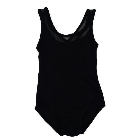 Wenchoice Black Mesh Cross-Back Leotard Girls S(1Y-2Y)