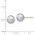 thumbnail image 3 of Real 14kt 8-9mm Grey Round Freshwater Cultured Pearl Stud Post Earrings, 3 of 3