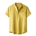 thumbnail image 2 of TIHLMK Mens Tshirts Men Hawaiian Short Sleeve Beach Shirt Solid Summer Casual Button Down Shirts, 2 of 8