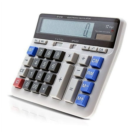Mixfeer Large Computer Electronic Calculator Counter Solar & Battery Power 12 Digit Display Multi-Functional Big Button for Business Office School Calculating