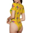 thumbnail image 3 of Fotbe Women Short Sleeve Bodysuit Round Neck Mardi Gras Crayfish And Fleur De Lis Bodysuit For Women Round Neck Scoop Neck Long Sleeve Stretch Tops Jumpsuit-Large, 3 of 9